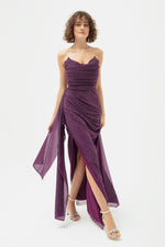 Female Chest Drape Slit Sweet Dress