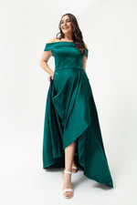 Women'S Kayık Collar Big Size Satin Evening Dresses & Graduation Dress