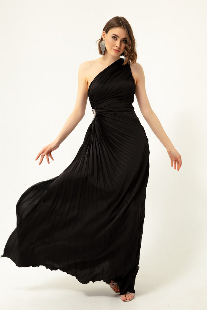 Woman One Shoulder Long Evening Dress With Décolleté