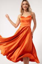 Woman Slim Satin Evening Dress With Slim Hanger