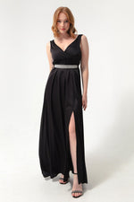 Long Evening Dress Dress With Women Cruiser Collar Stones