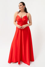 Women'S Rope Strap Large Size Satin Long Evening Dress & Graduation Dress