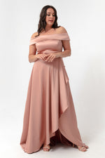 Women'S Kayık Collar Big Size Satin Evening Dresses & Graduation Dress