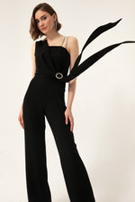 Woman One Shoulder Stone Evening Evening Jumpsuit