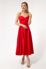 Woman Slim Satin Evening Dress With Slim Hanger