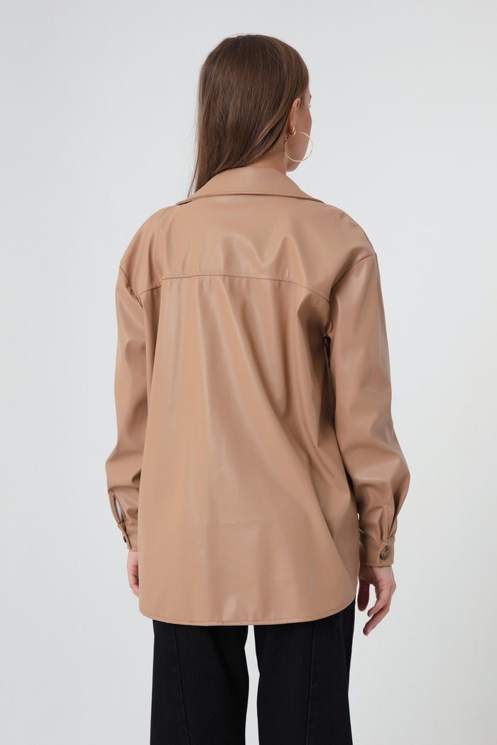 Female Artificial Leather Shirt