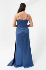 Woman Large Size Long Satin Evening Dress & Graduation Dress