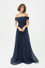 Women Sın Handerled Kayık Yolır Grade Long Evening Dress