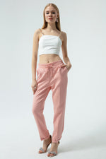 Woman Waist Laced Carrot Pants