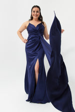 Woman Large Size Long Satin Evening Dress & Graduation Dress