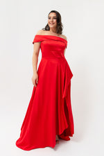 Women'S Kayık Collar Big Size Satin Evening Dresses & Graduation Dress