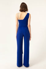 Woman One Shoulder Stone Evening Evening Jumpsuit