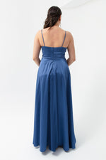 Women'S Rope Strap Large Size Satin Long Evening Dress & Graduation Dress