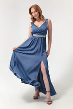 Long Evening Dress Dress With Women Cruiser Collar Stones