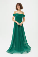 Women Sın Handerled Kayık Yolır Grade Long Evening Dress