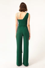 Woman One Shoulder Stone Evening Evening Jumpsuit