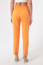 Woman Waist Laced Carrot Pants