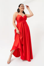 Women'S Rope Strap Large Size Satin Long Evening Dress & Graduation Dress