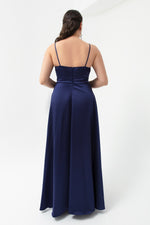 Women'S Rope Strap Large Size Satin Long Evening Dress & Graduation Dress