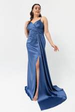 Woman Large Size Long Satin Evening Dress & Graduation Dress