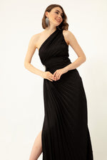 Woman One Shoulder Long Evening Dress With Décolleté