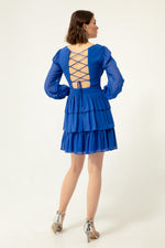 Woman Frilled Mini Chiffon Evening Dress Dress