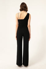 Woman One Shoulder Stone Evening Evening Jumpsuit