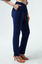 Woman Waist Laced Carrot Pants