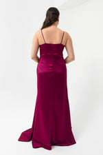 Woman Large Size Long Satin Evening Dress & Graduation Dress