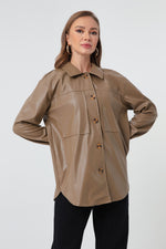 Female Artificial Leather Shirt