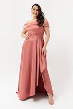 Women'S Kayık Collar Big Size Satin Evening Dresses & Graduation Dress