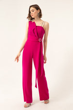 Woman One Shoulder Stone Evening Evening Jumpsuit