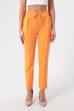 Woman Waist Laced Carrot Pants