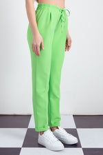 Woman Waist Laced Carrot Pants