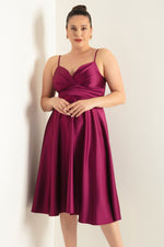 Women Rope Strap With Waist Belt Satin Midi Big Size Evening Dress Dress