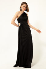 Woman One Shoulder Long Evening Dress With Décolleté