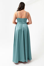 Women'S Rope Strap Large Size Satin Long Evening Dress & Graduation Dress