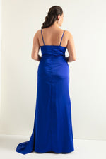 Woman Large Size Long Satin Evening Dress & Graduation Dress