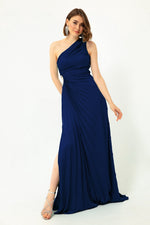 Woman One Shoulder Long Evening Dress With Décolleté