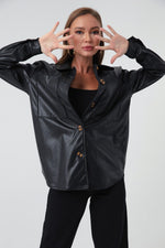 Female Artificial Leather Shirt