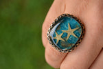 Real Sea Star Handmade Ladies Adjustable Ring