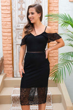Angelino Black Brode Gudded Hanger Evening Dress