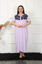 Lacy Short Sleeve Lilac Mother Nightgown 1348