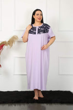 Lacy Short Sleeve Lilac Mother Nightgown 1348