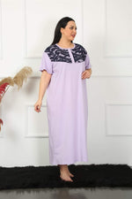 Lacy Short Sleeve Lilac Mother Nightgown 1348