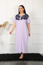 Lacy Short Sleeve Lilac Mother Nightgown 1348