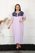 Lacy Short Sleeve Lilac Mother Nightgown 1348