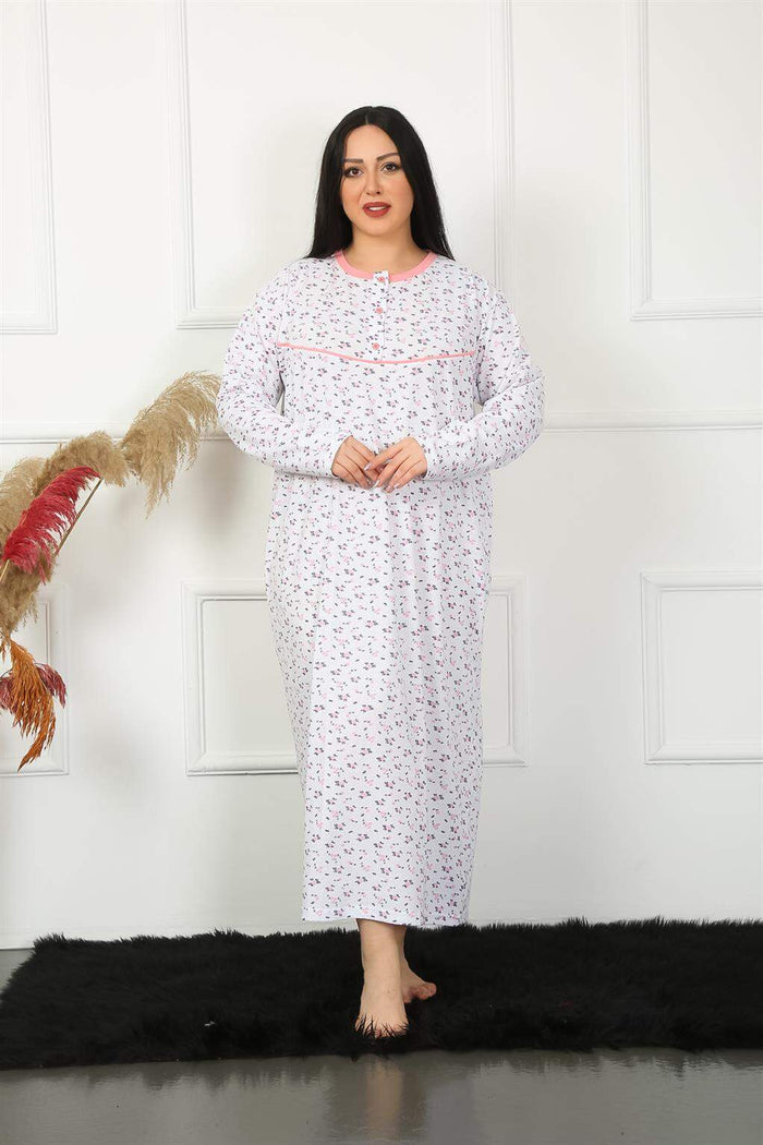 Long Sleeve White Mother Nightgown 1356