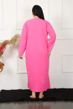 Long Sleeve Lace Fuchsia Mother Nightgown 1355