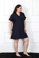 Large Size Navy Blue Tunic Nightgown 1022